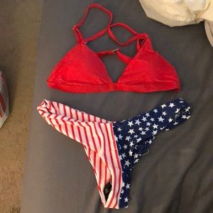 New worn American flag bathing suit